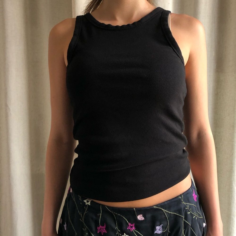Nili Lotan “Jennifer Ribbed Tank’ in Jet Black